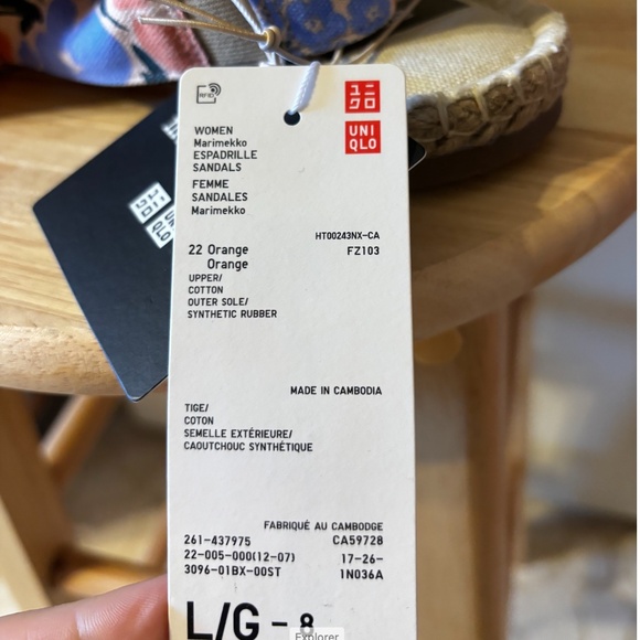 Marimekko Uniqlo collab orange and blue floral open toe espadrilles flats NWT - Picture 8 of 10